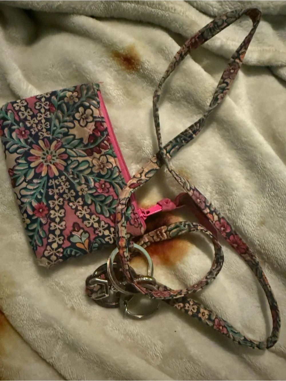 Vera Bradley Pink Floral Lanyard Card & Key Holder